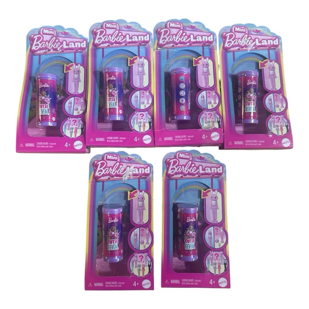 Mini Barbie Land Cutie Reveal Complete Set 6 Dolls 5 Sealed + Pink Llama Mattel
